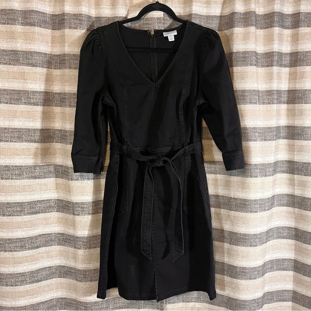 Liz Claiborne Black Belted Denim Dress Size 8